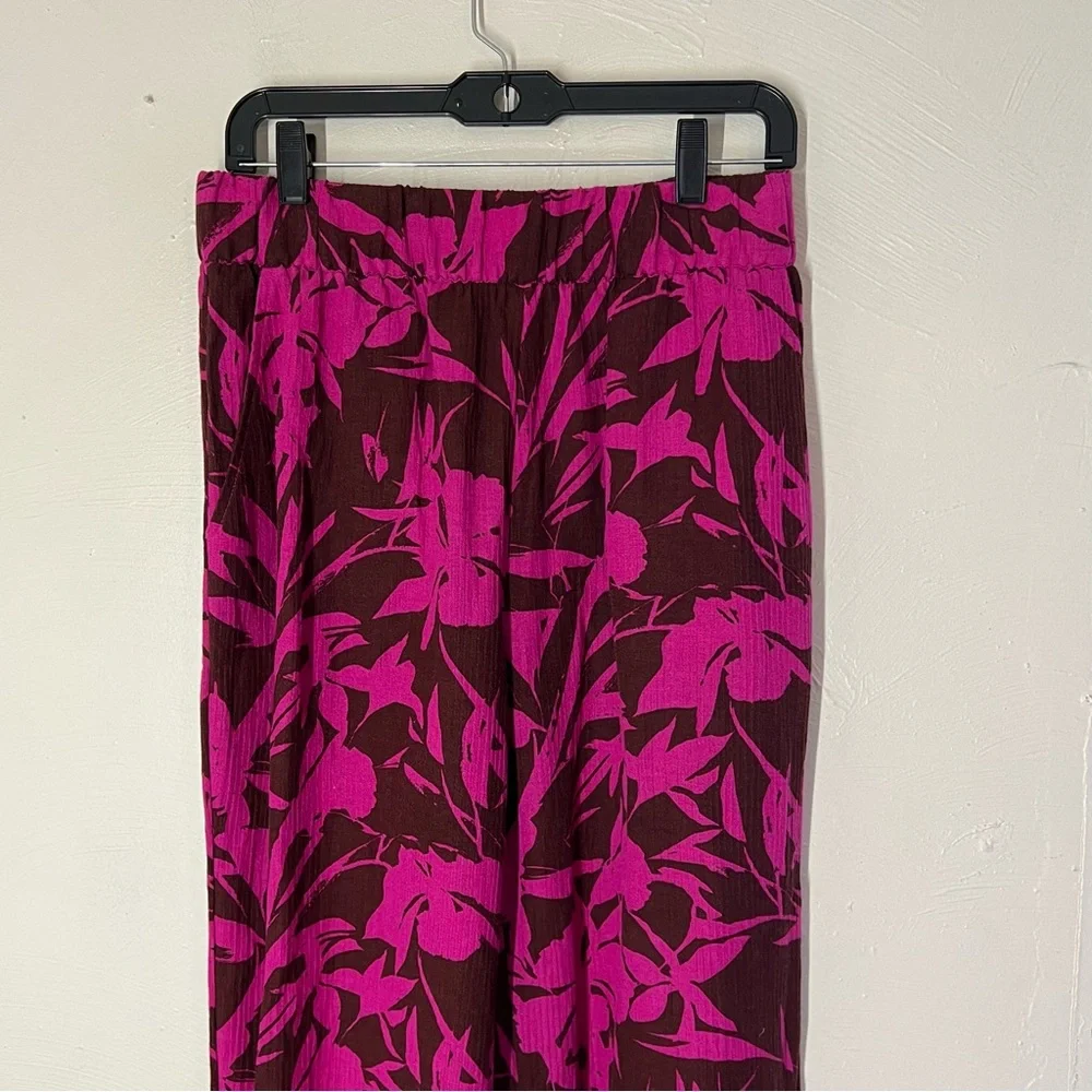 Soft Surroundings Oceo Gauze Wide Leg Pants Women's Small Tropical Fuchsia Pink